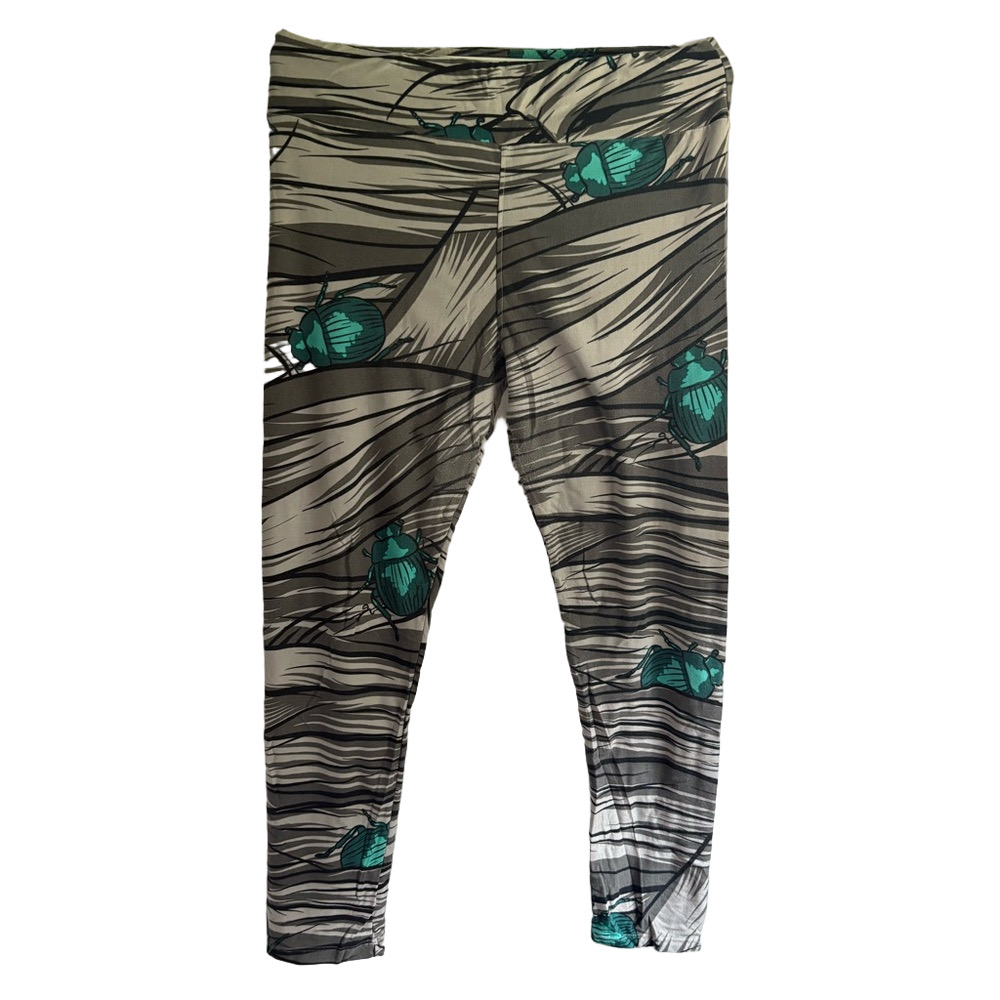🪲 LuLaRoe TC Mummy Scarab Halloween Leggings Tall & Curvy Black Gray